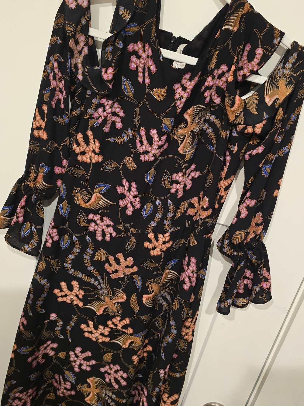 RACHEL Rachel Roy Black Floral Cold-Shoulder Long-Sleeve Dress
